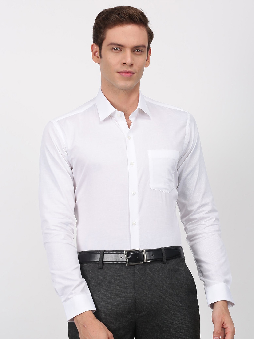

Stori Spread Collar Cotton Formal Shirt, White