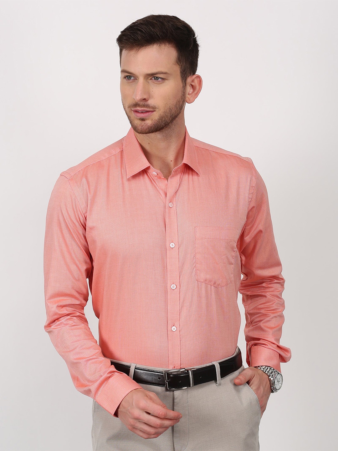 

Stori Spread Collar Cotton Formal Shirt, Orange
