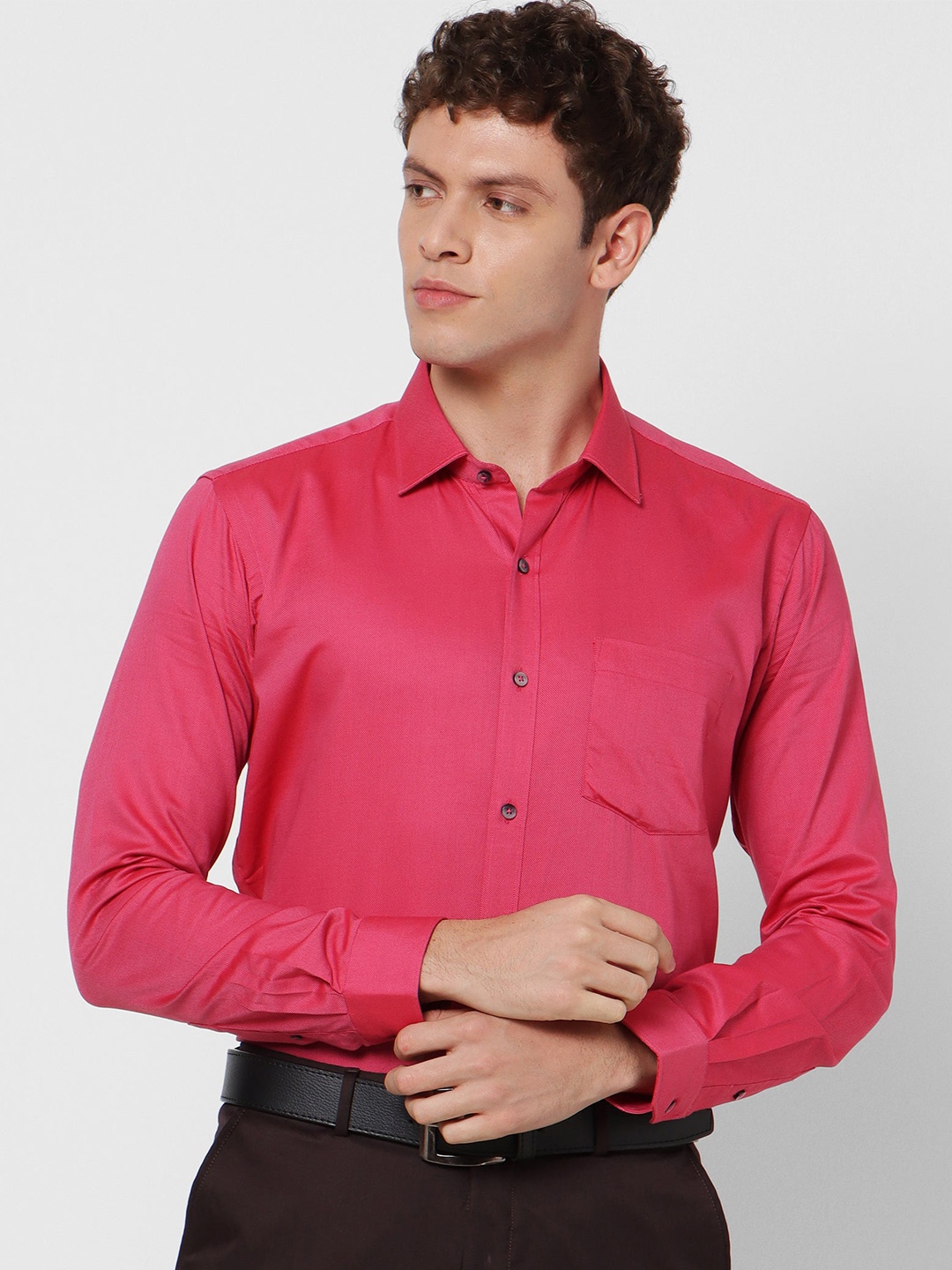 

Stori Spread Collar Cotton Formal Shirt, Pink