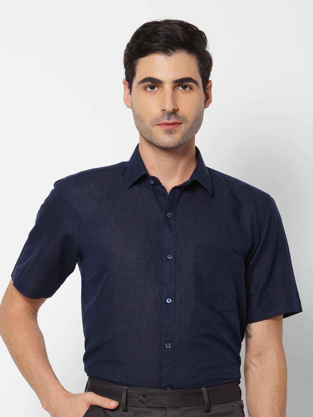 

Stori Slim Fit Cotton Formal Shirt, Navy blue