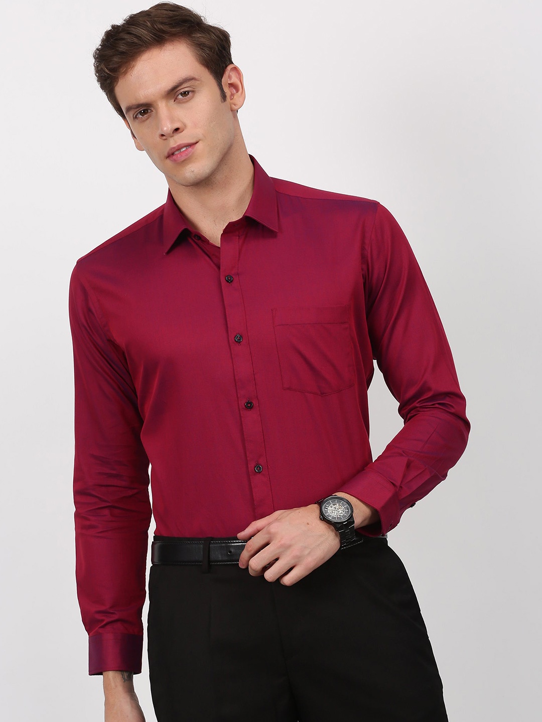 

Stori Slim Fit Cotton Formal Shirt, Red