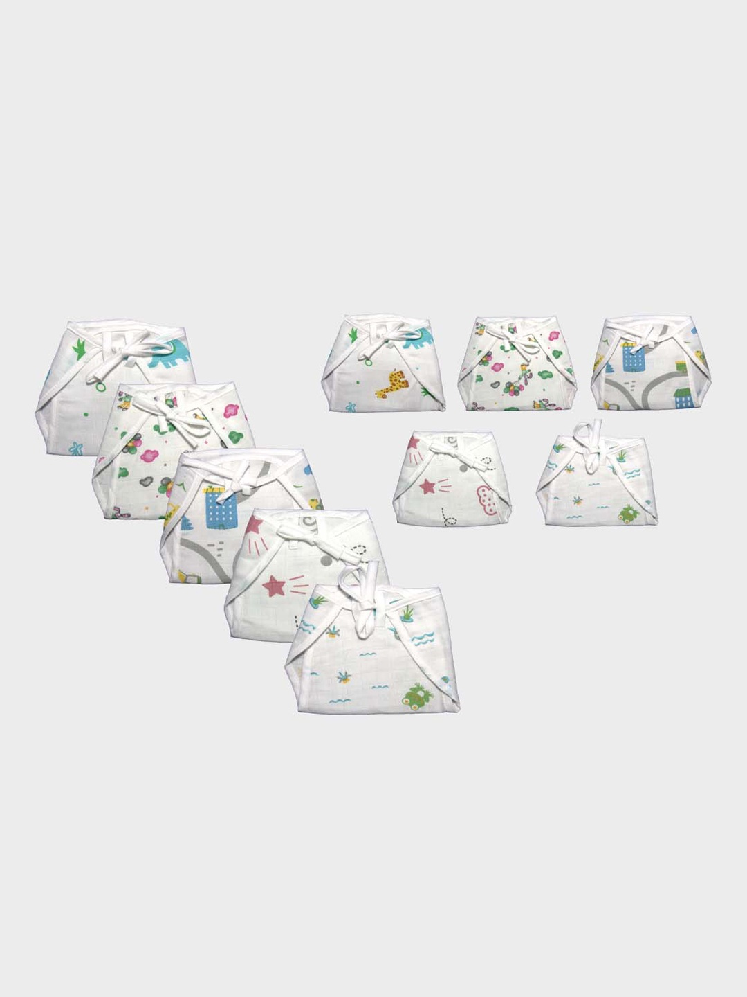 

PINKBUNNY Set of 5 Cotton Muslin Nappies for New Born, White