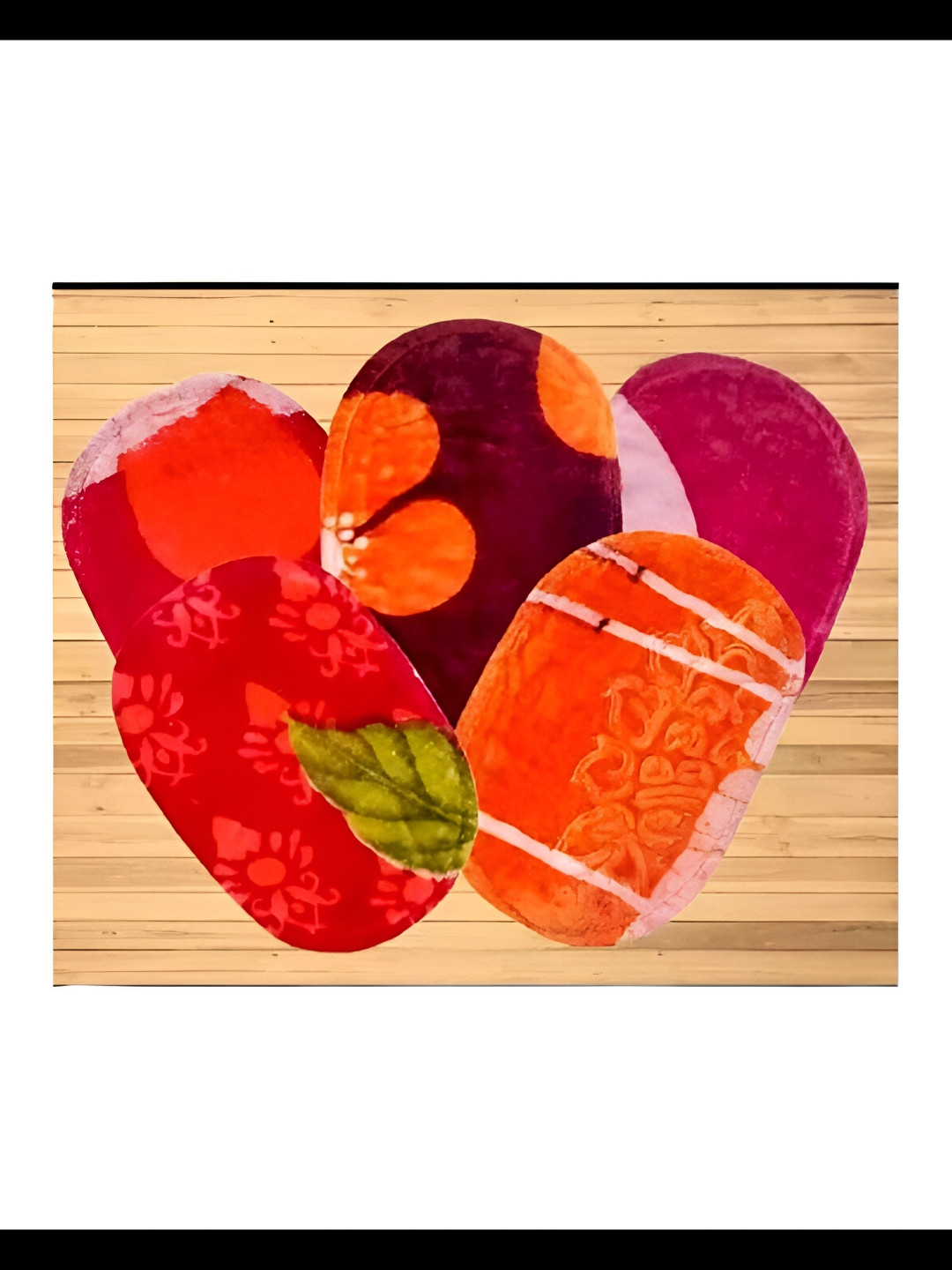 

Supreme Home Collective Red & Brown 5 Pcs Printed Anti-Skid Doormats