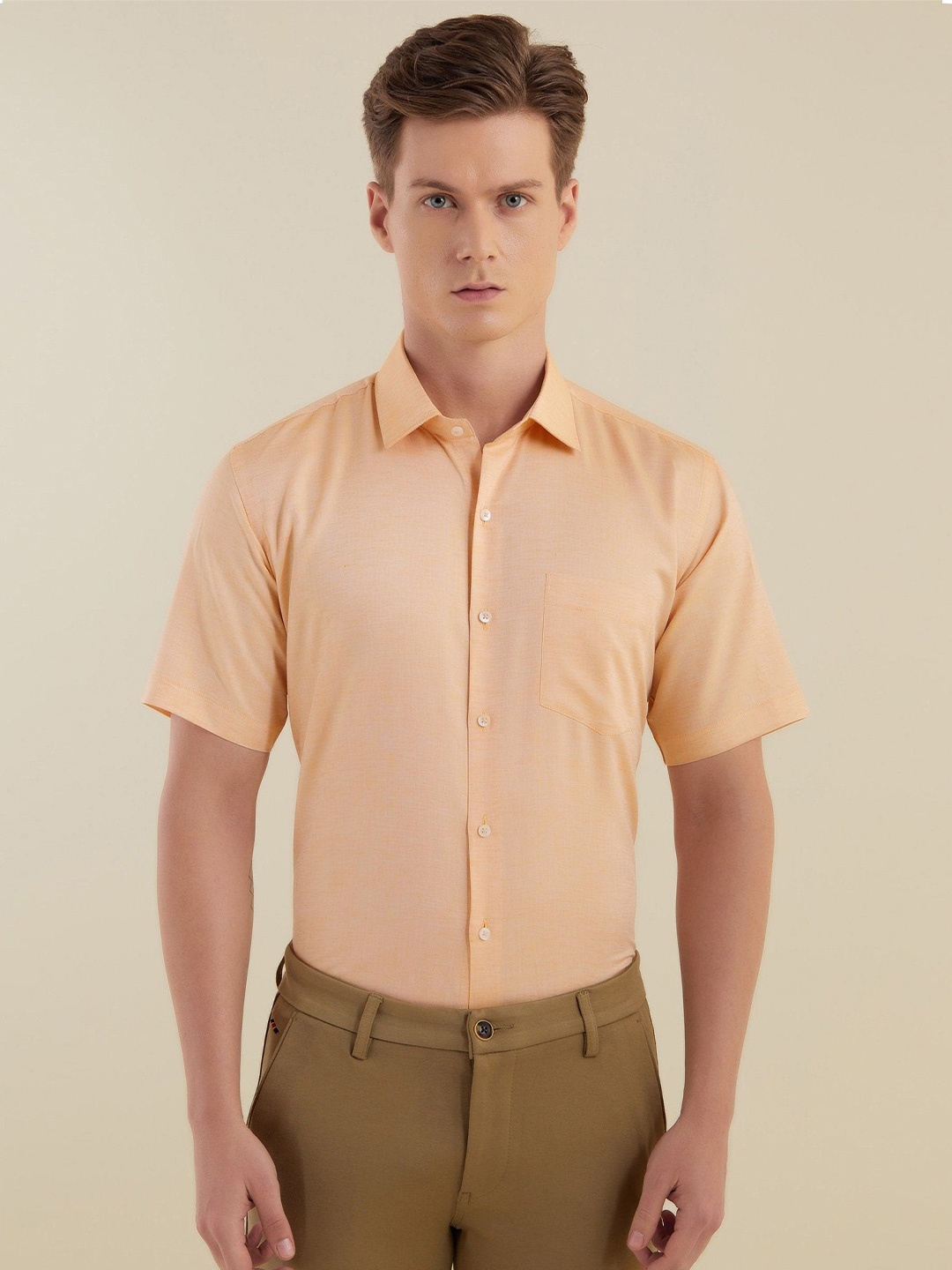 

Stori Men Slim Fit Opaque Formal Shirt, Orange