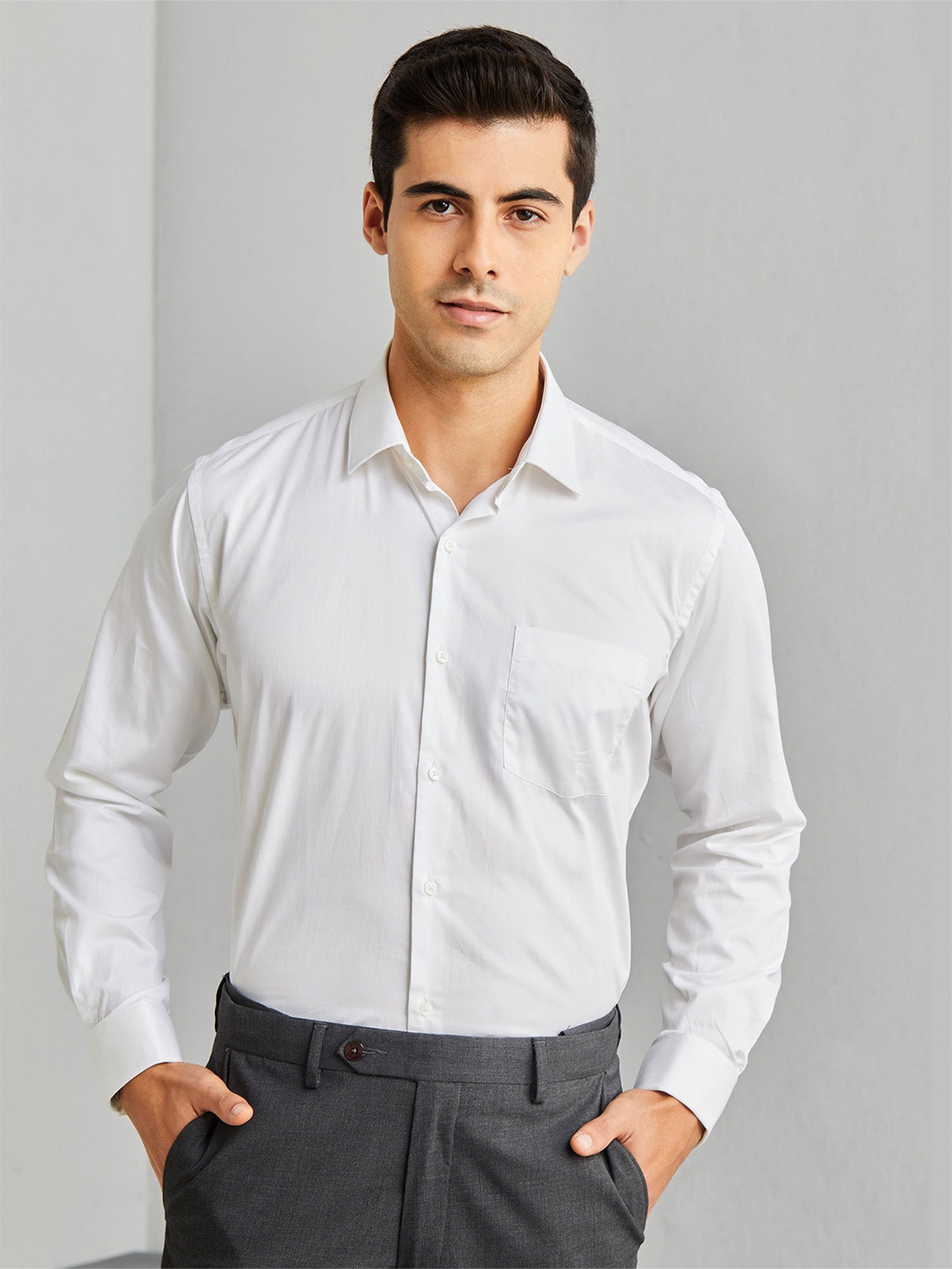 

Stori Men Slim Fit Opaque Party Shirt, White