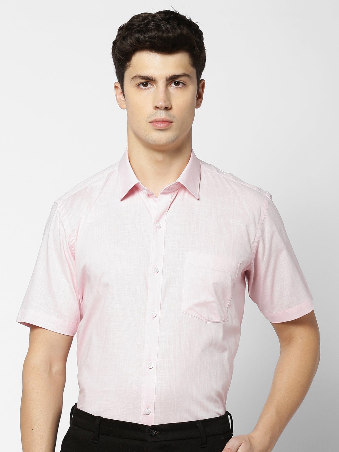 

Stori Spread Collar Long Sleeves Slim Fit Cotton Formal Shirt, Pink