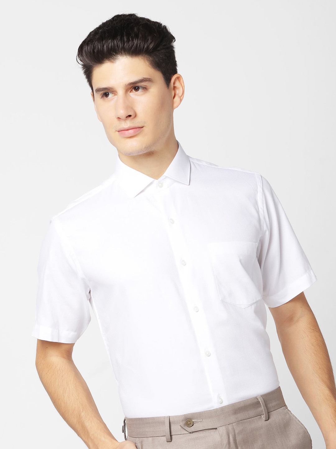 

Stori Spread Collar Slim Fit Pure Cotton Formal Shirt, White
