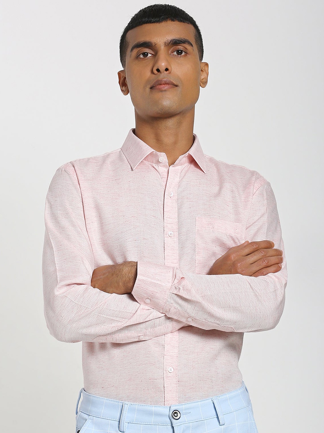 

Stori Spread Collar Long Sleeves Slim Fit Cotton Formal Shirt, Orange