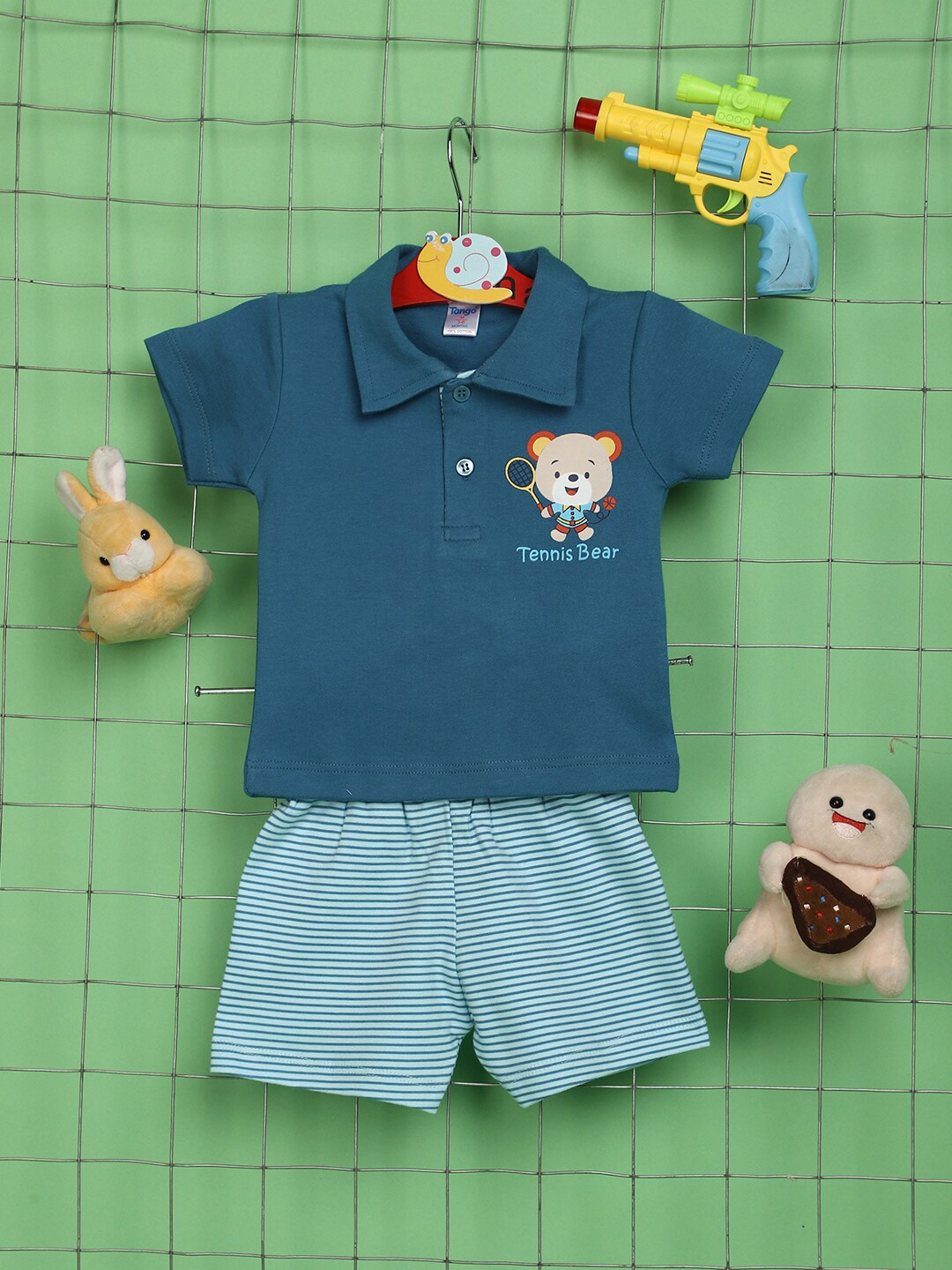 

V-Mart Infants Printed Pure Cotton T-Shirt With Shorts, Blue