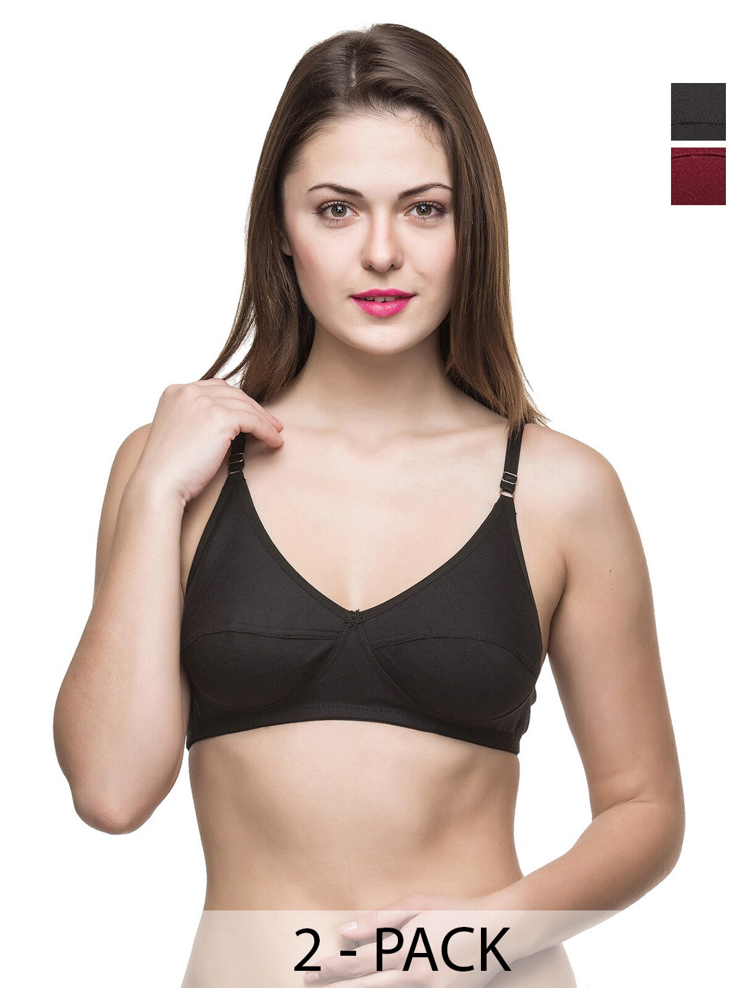 

Docare Pack Of 2 Coverage Lightly Padded Minimizer Cotton Bra With All Day Comfort, Maroon
