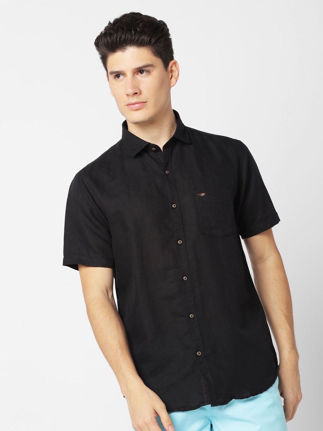 

Red Flame Regular Fit Short Sleeve Cotton Casual Shirt, Black