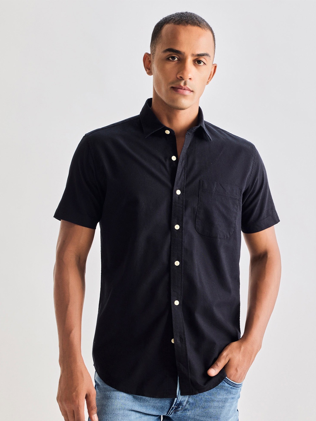 

Red Flame Men Opaque Casual Shirt, Black