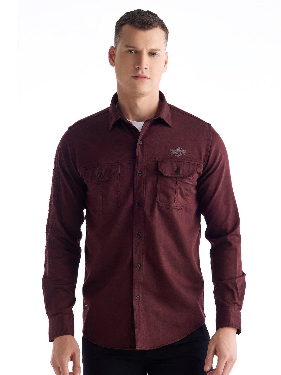 

Red Flame Men Opaque Casual Shirt, Maroon