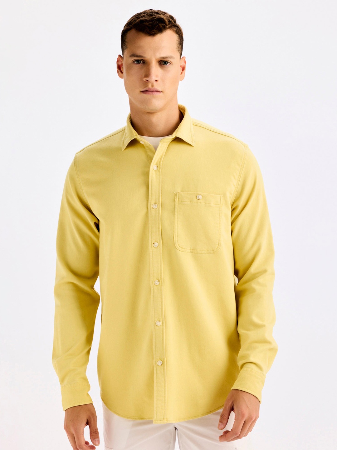 

Red Flame Men Opaque Casual Shirt, Yellow