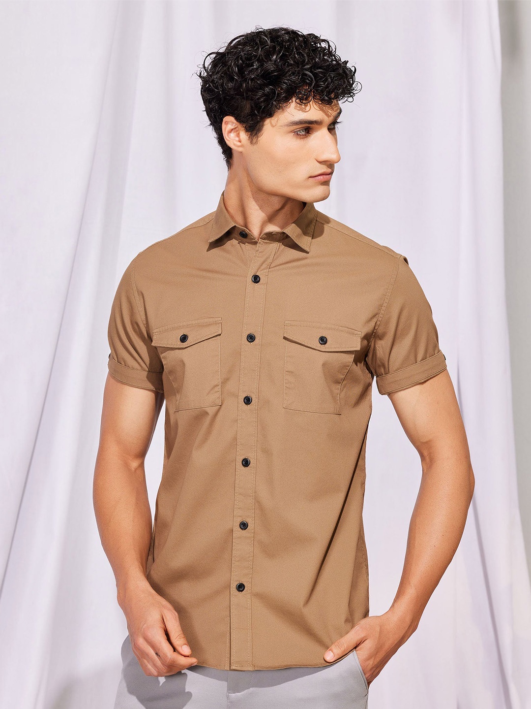 

Red Flame Men Opaque Casual Shirt, Khaki