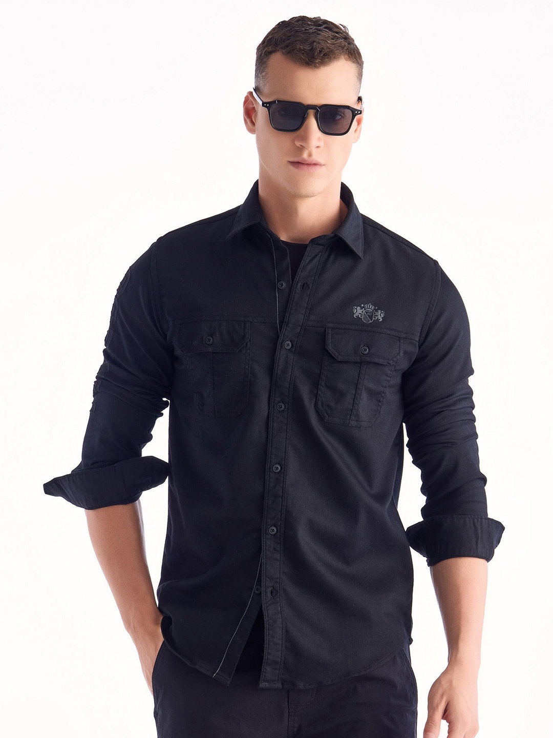 

Red Flame Men Opaque Casual Shirt, Black