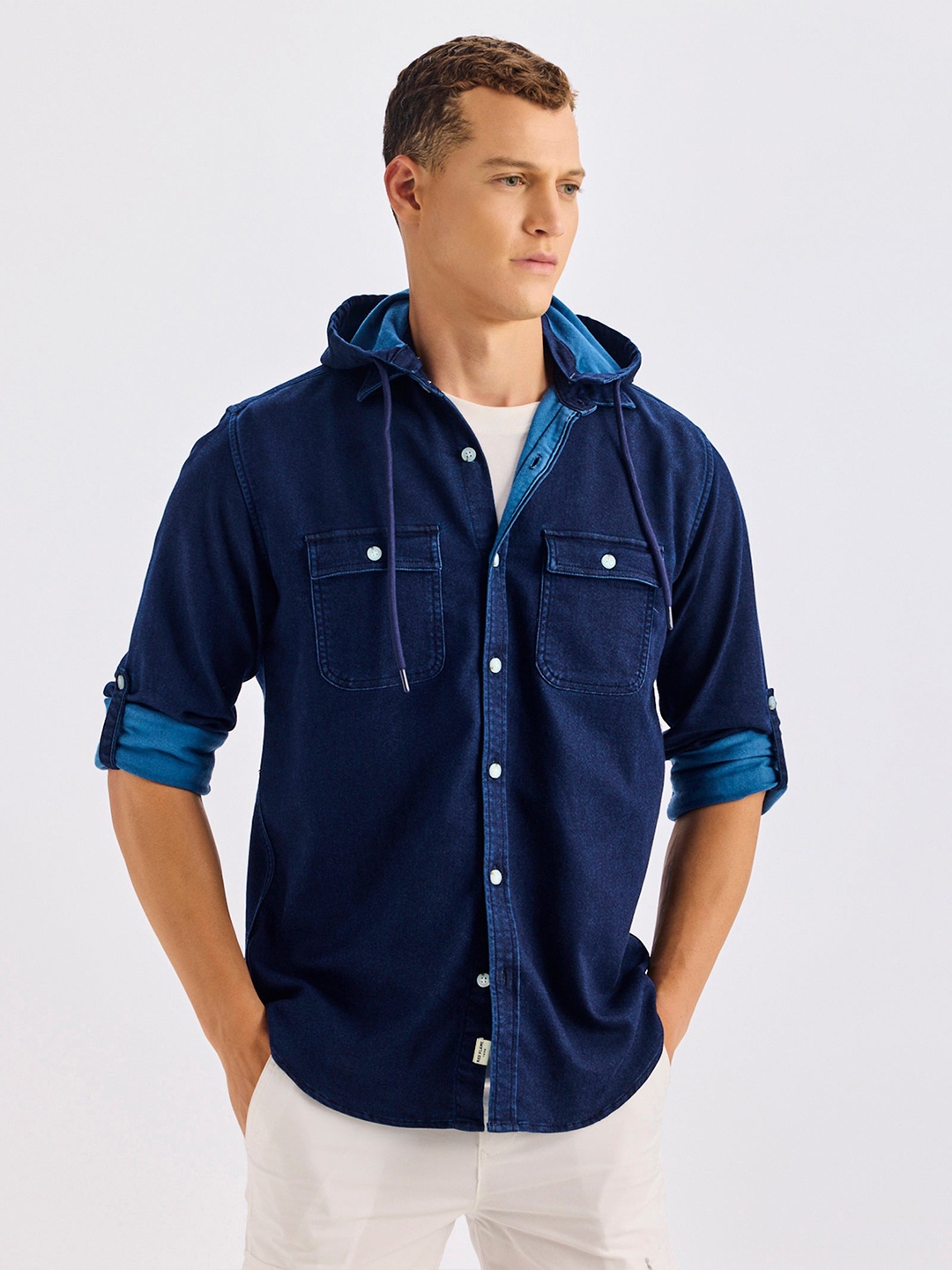 

Red Flame Men Opaque Casual Shirt, Navy blue