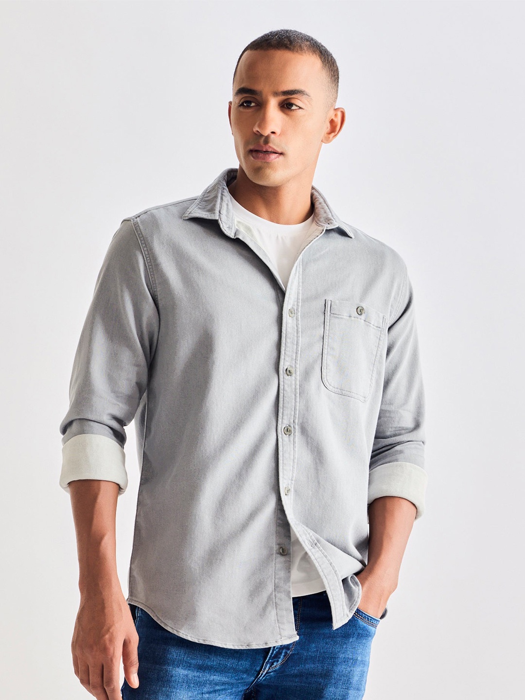 

Red Flame Men Opaque Casual Shirt, Grey