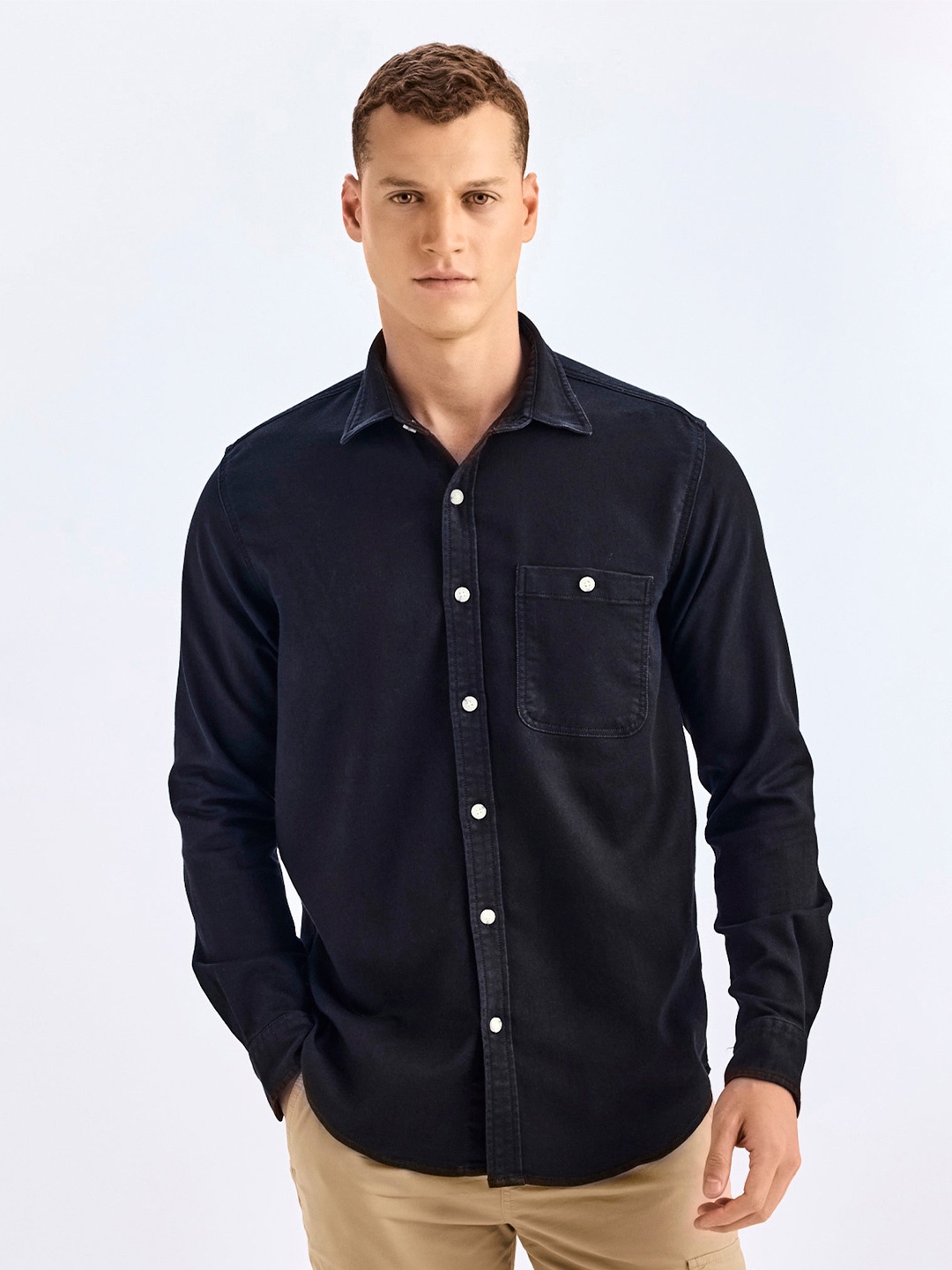 

Red Flame Men Opaque Casual Shirt, Black