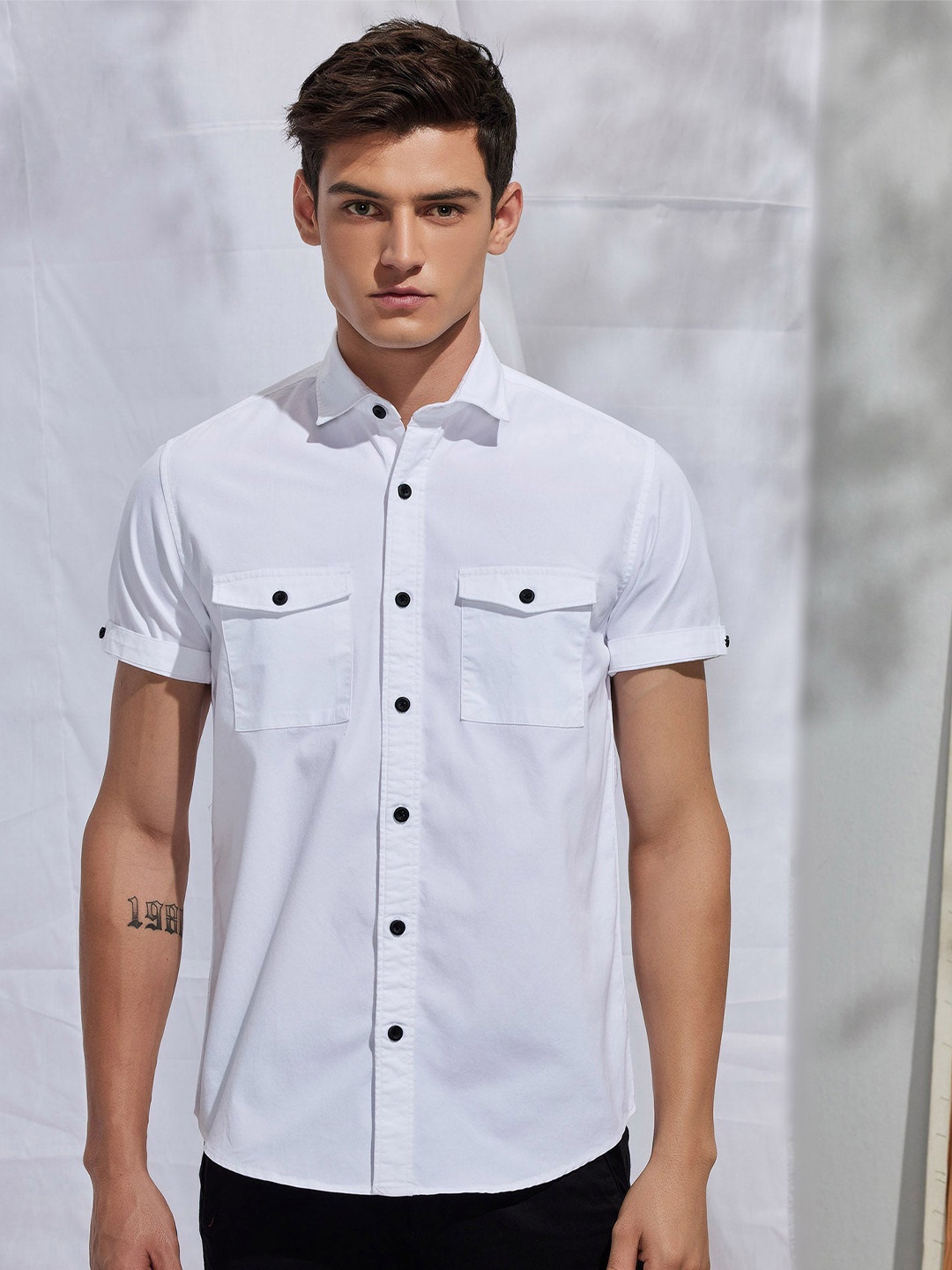 

Red Flame Cotton Regular Fit Casual Shirt, White