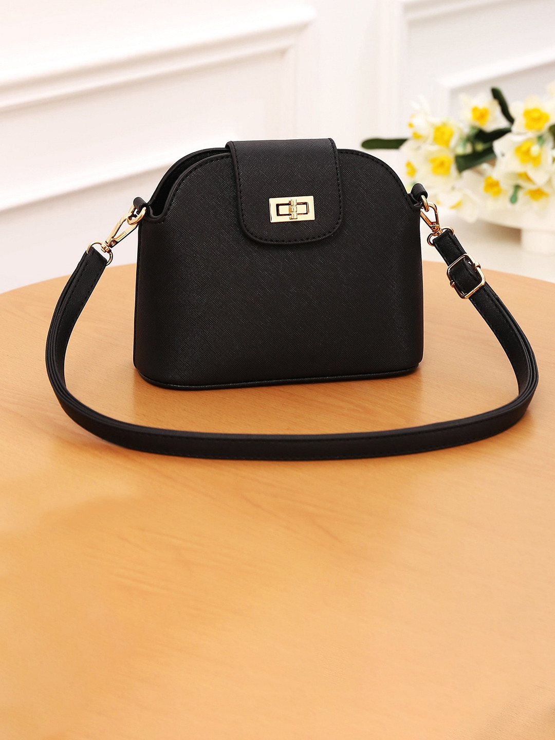 

Diva Dale Textured Structured Sling Bag, Black