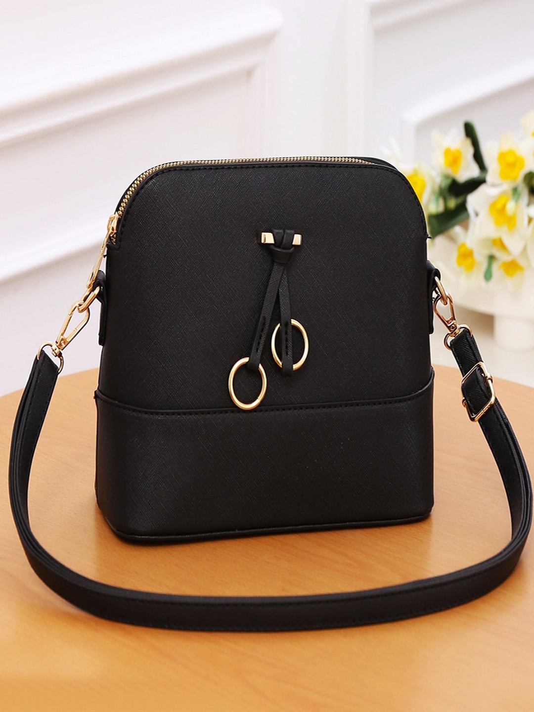 

Diva Dale Textured Structured Sling Bag, Black