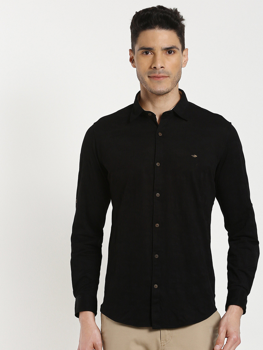 

Red Flame Regular Fit Full Sleeve Cotton Casual Shirt, Black