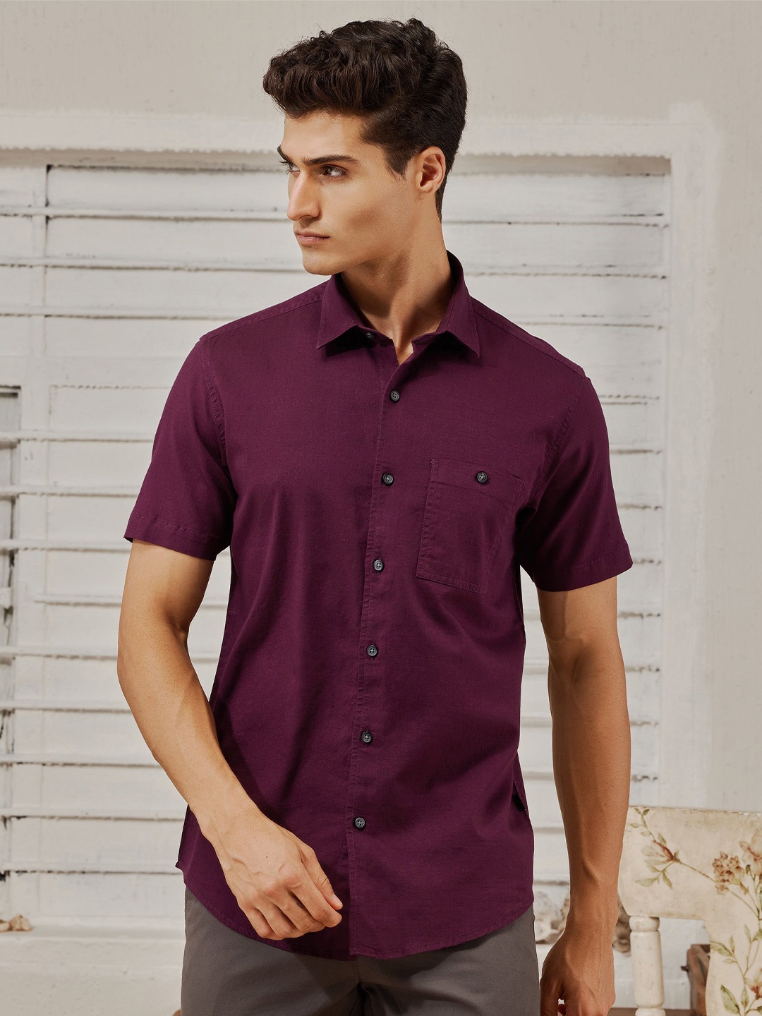 

Red Flame Men Opaque Casual Shirt, Purple