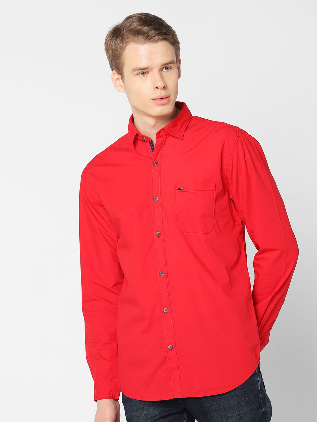 

Red Flame Cotton Regular Fit Casual Shirt