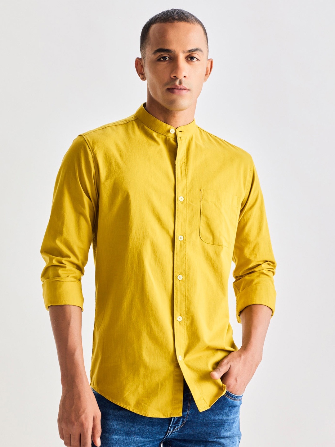 

Red Flame Men Opaque Casual Shirt, Yellow