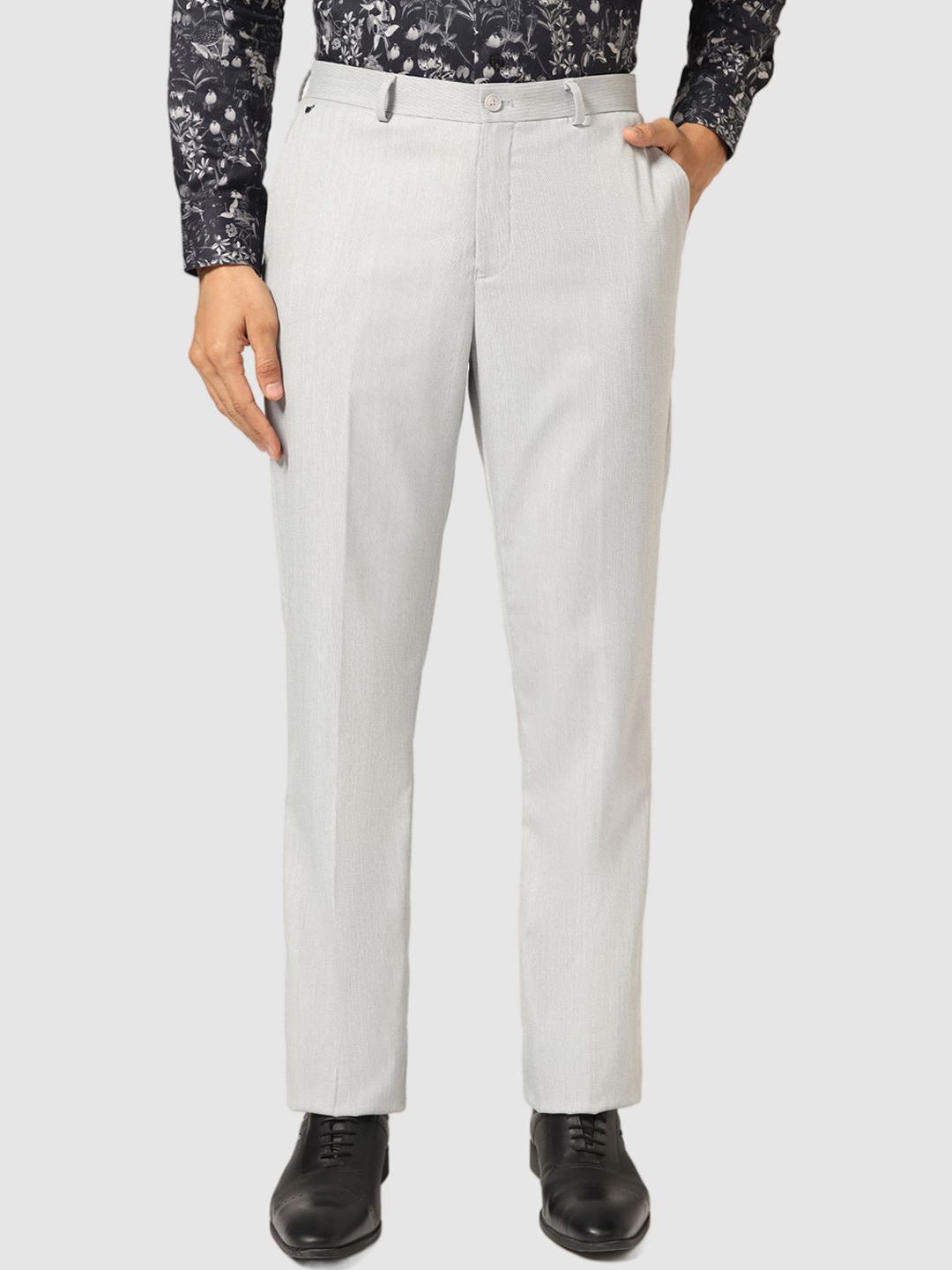 Blackberrys Men Relaxed Loose Fit Formal Trouser, Grey