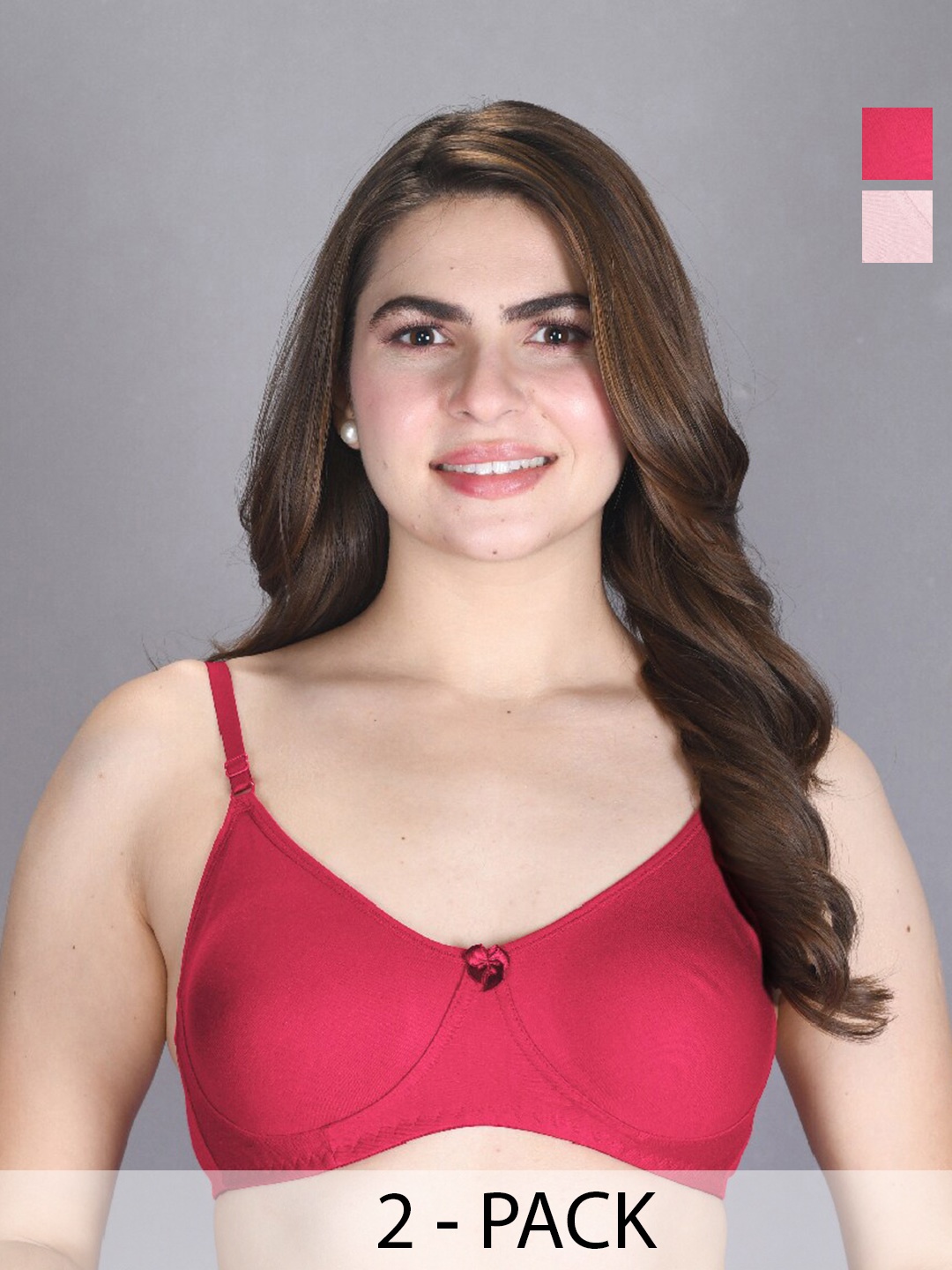 

LUX VENUS Pack Of 2 Cotton T-shirt Bra Full Coverage All Day Comfort, Rose