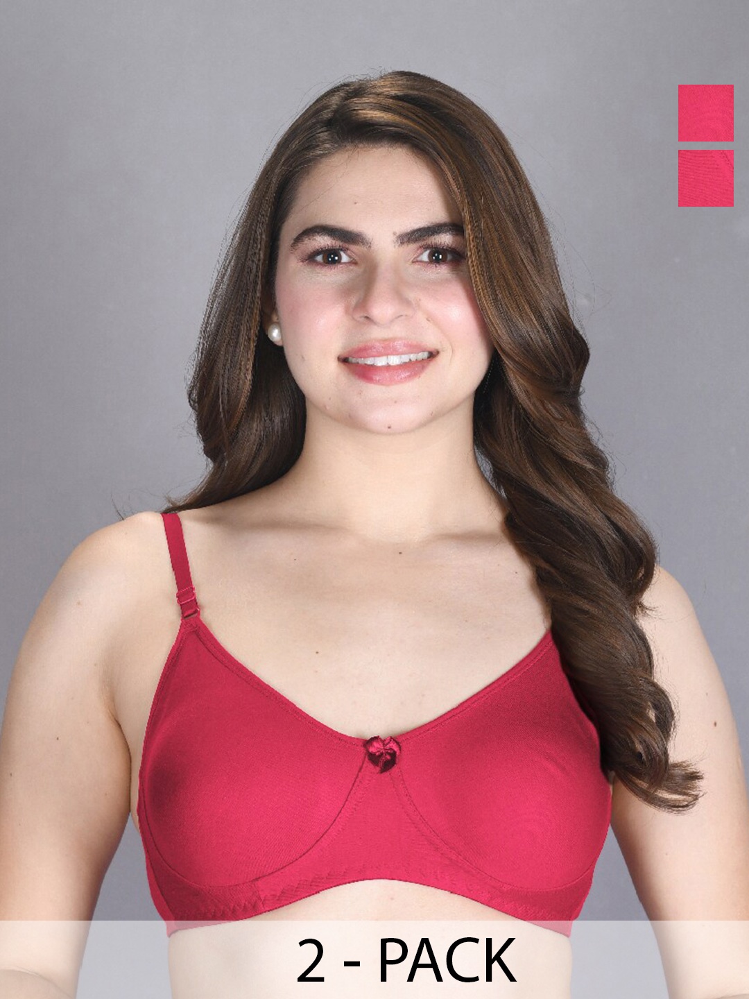 

LUX VENUS Pack Of 2 Full Coverage Cotton Bra, Fuchsia