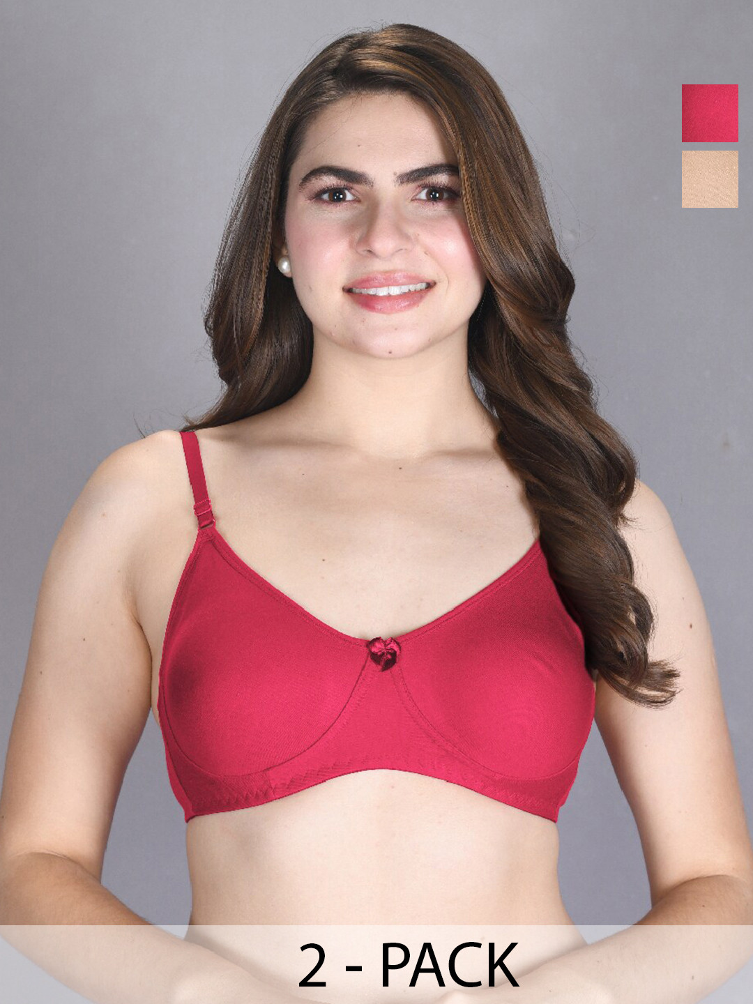 

LUX VENUS Pack Of 2 Full Coverage Cotton Bra, Tan