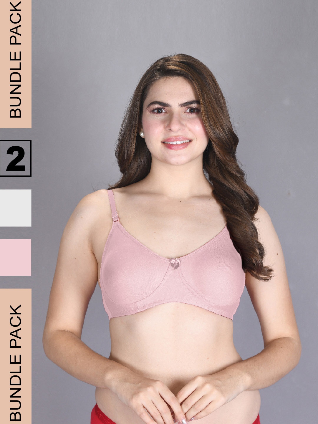 

LUX VENUS Set of 2 Non Padded Full Coverage Cotton T-Shirt Bras With All Day Comfort, White