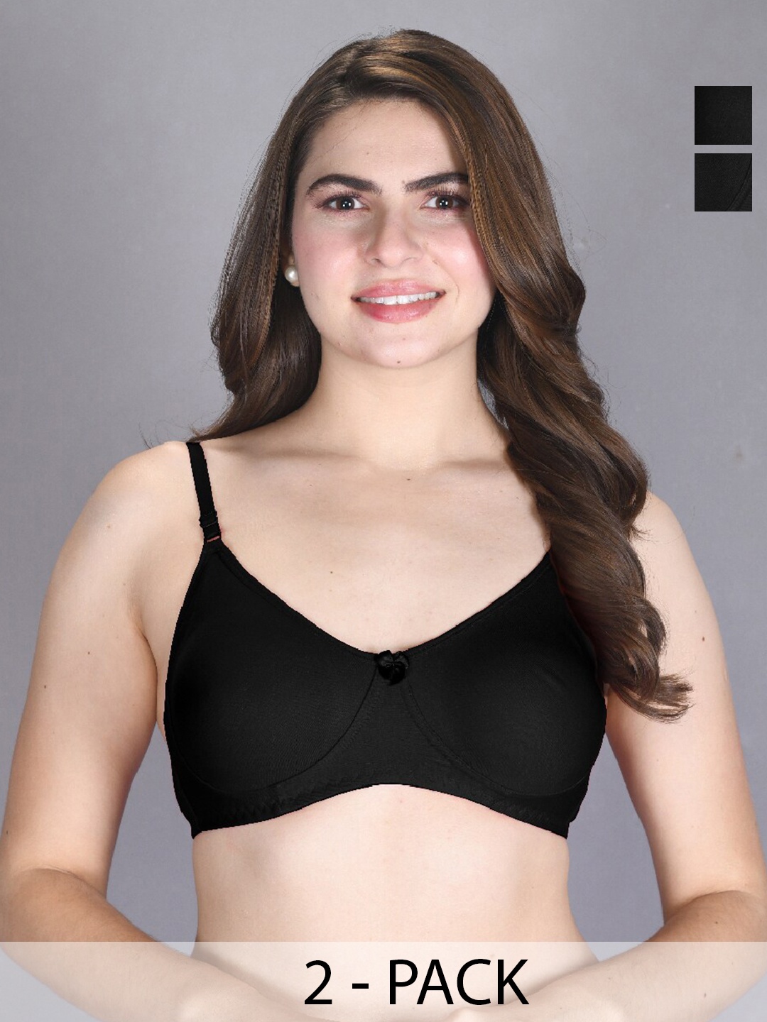 

LUX VENUS Pack Of 2 Full Coverage Cotton Bra, Black