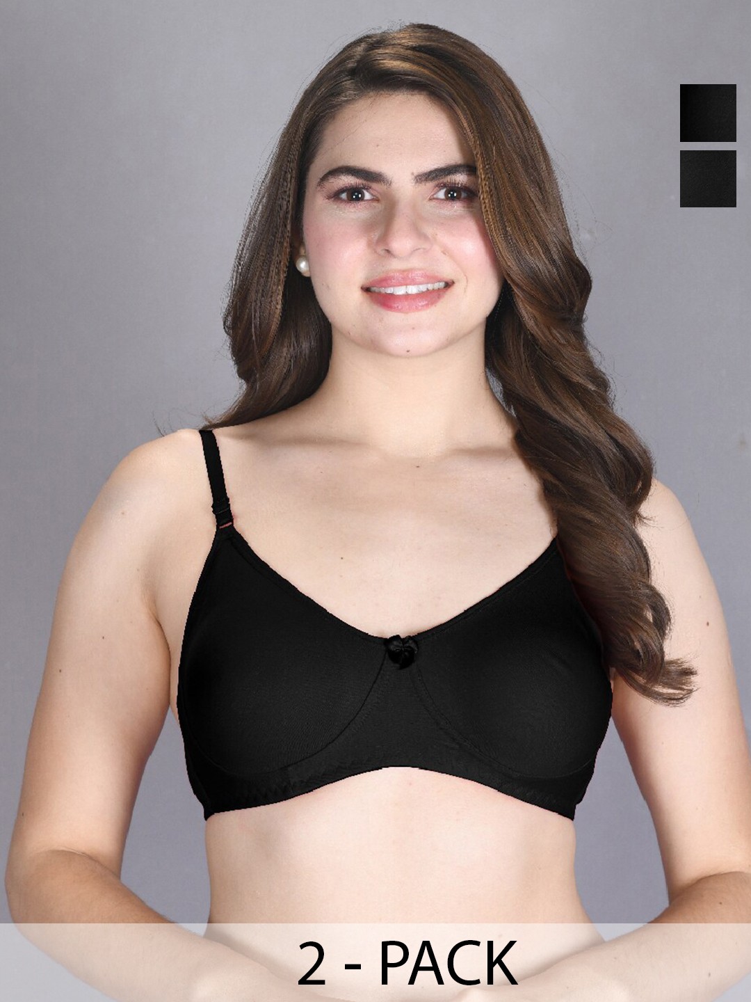 

LUX VENUS Pack Of 2 Full Coverage Cotton Bra, Black