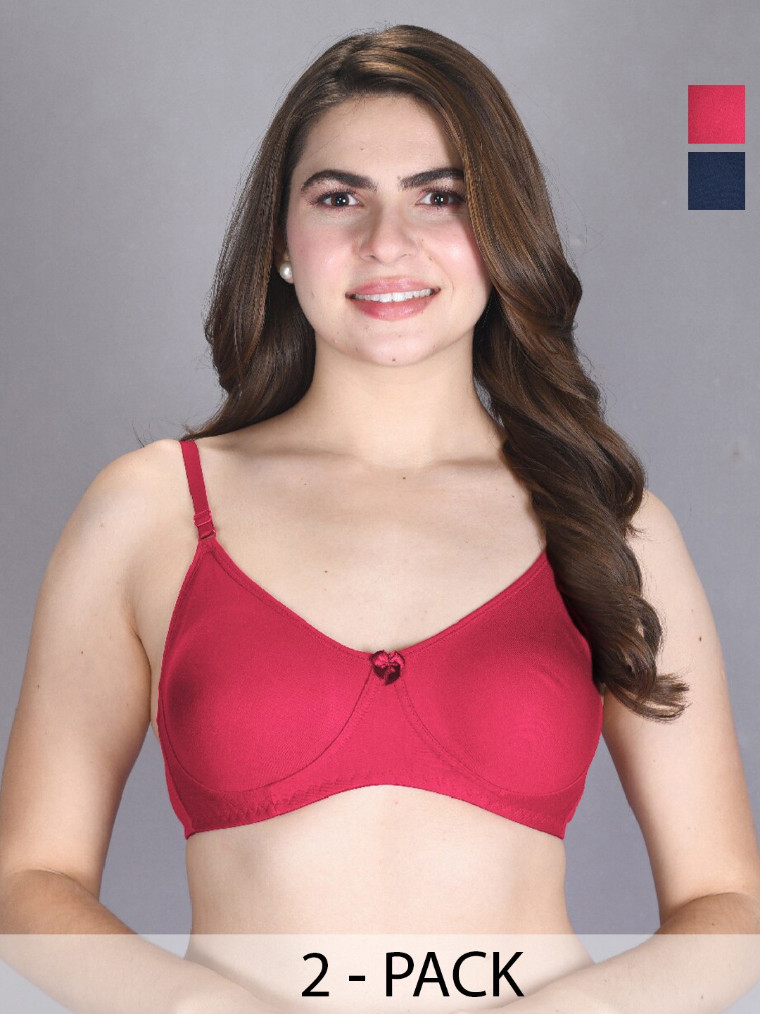 

LUX VENUS Pack Of 2 Full Coverage Cotton Everyday Bra With All Day Comfort, Navy blue