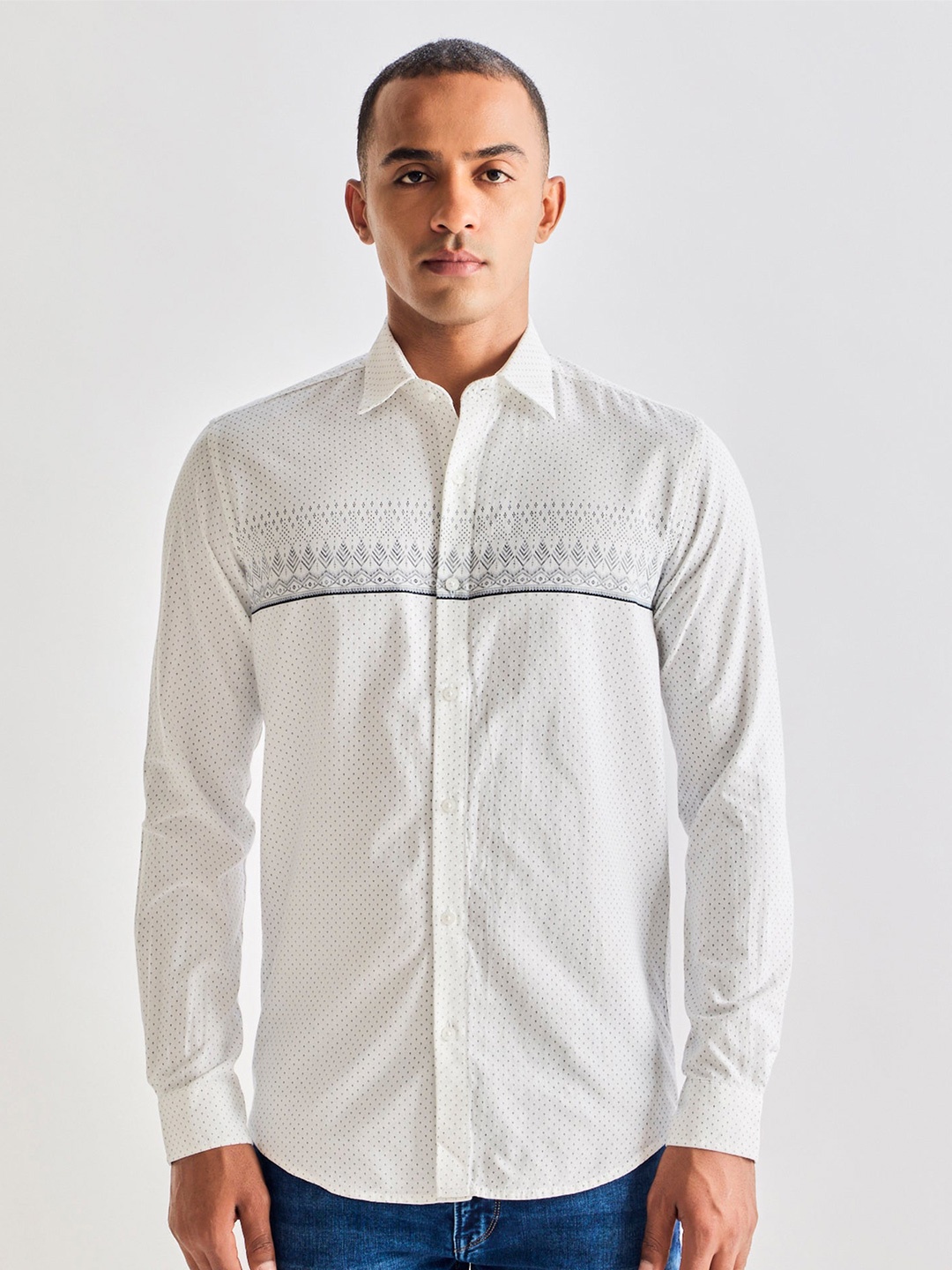 

Red Flame Men Opaque Casual Shirt, White