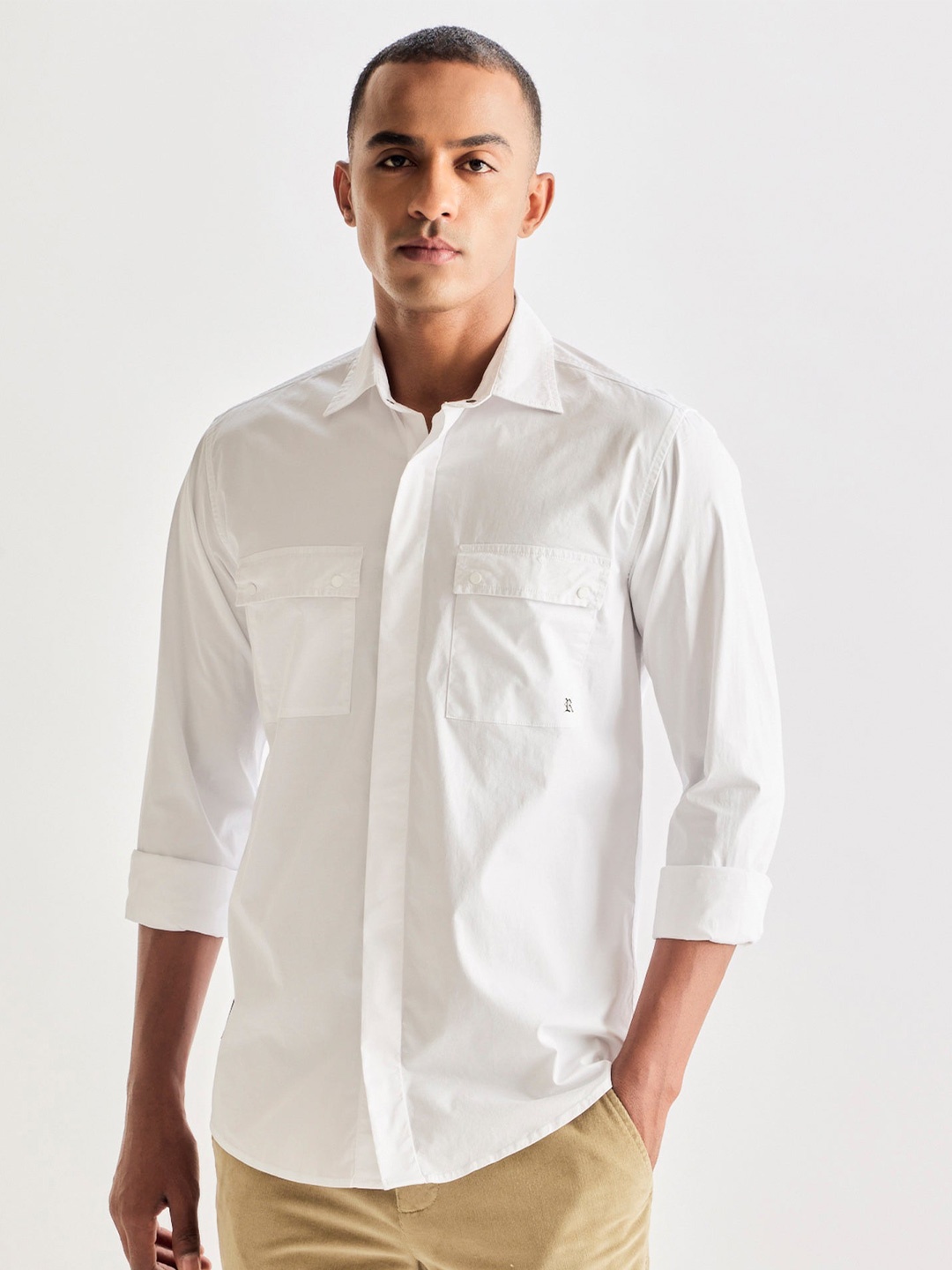 

Red Flame Men Opaque Casual Shirt, White