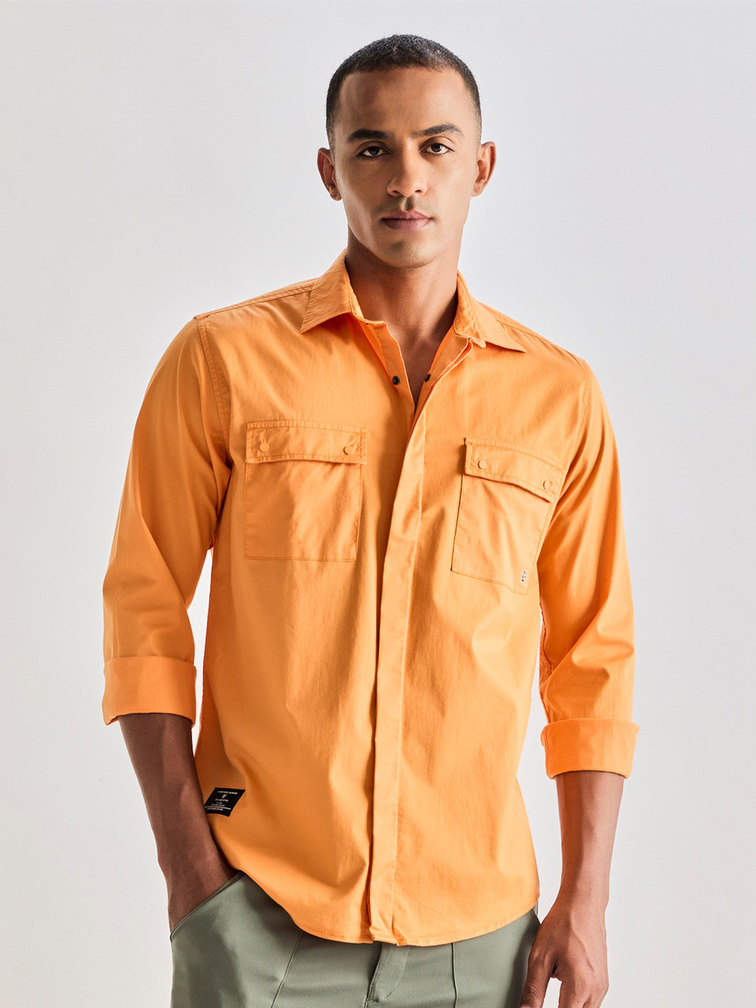 

Red Flame Men Opaque Casual Shirt, Orange