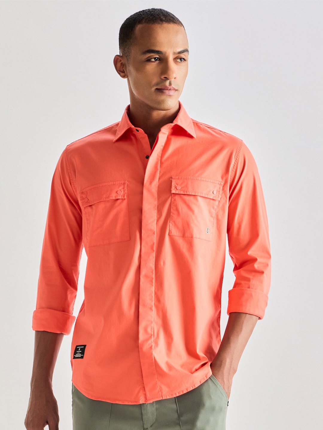 

Red Flame Men Opaque Casual Shirt, Orange