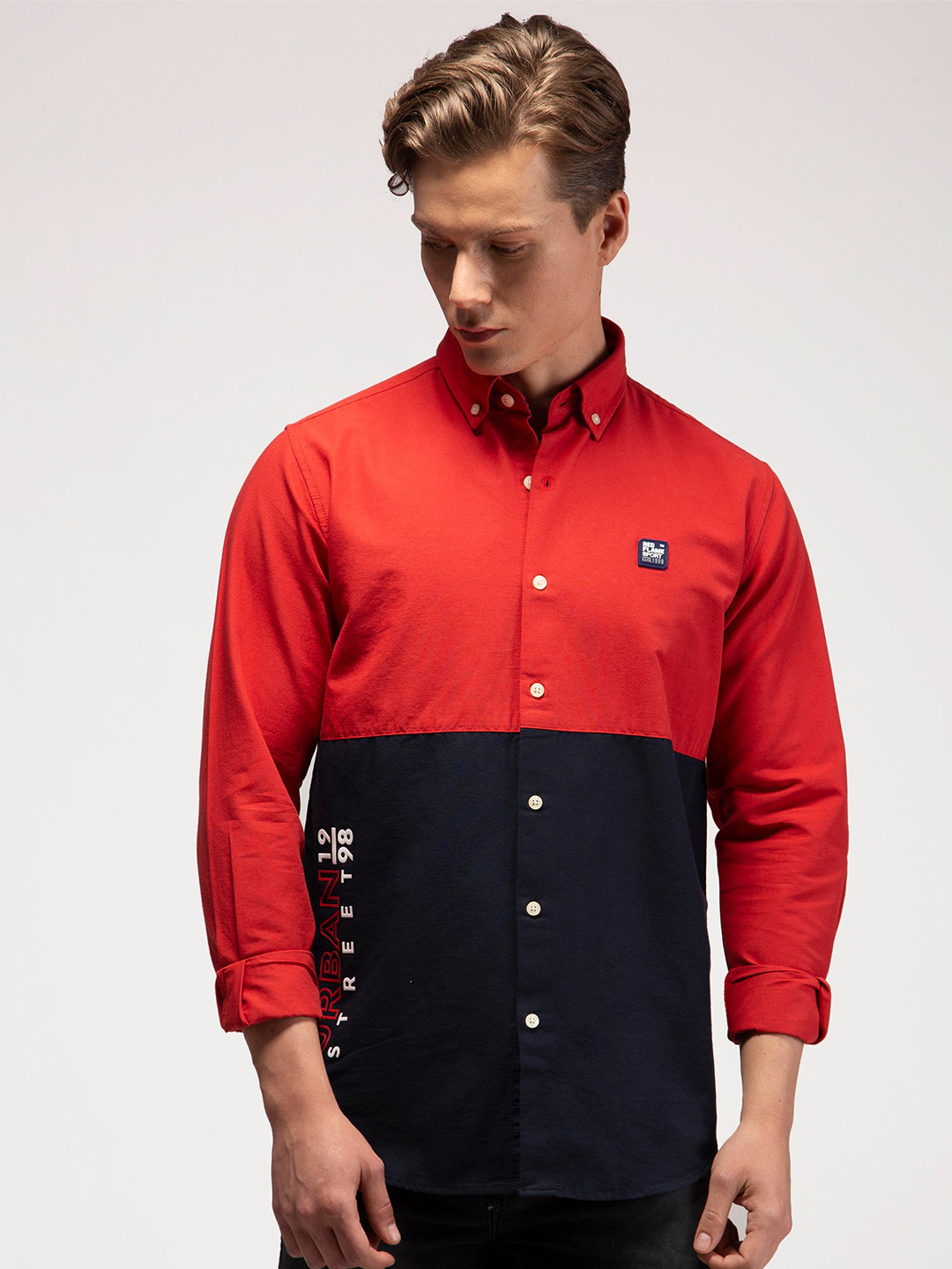 

Red Flame Regular Fit Button-Down Collar Cotton Casual Shirt