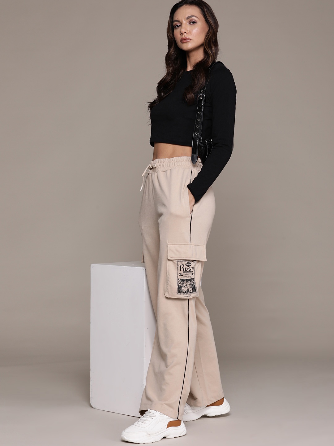 

The Roadster Lifestyle Co. Women Relaxed Fit Track Pants, Beige