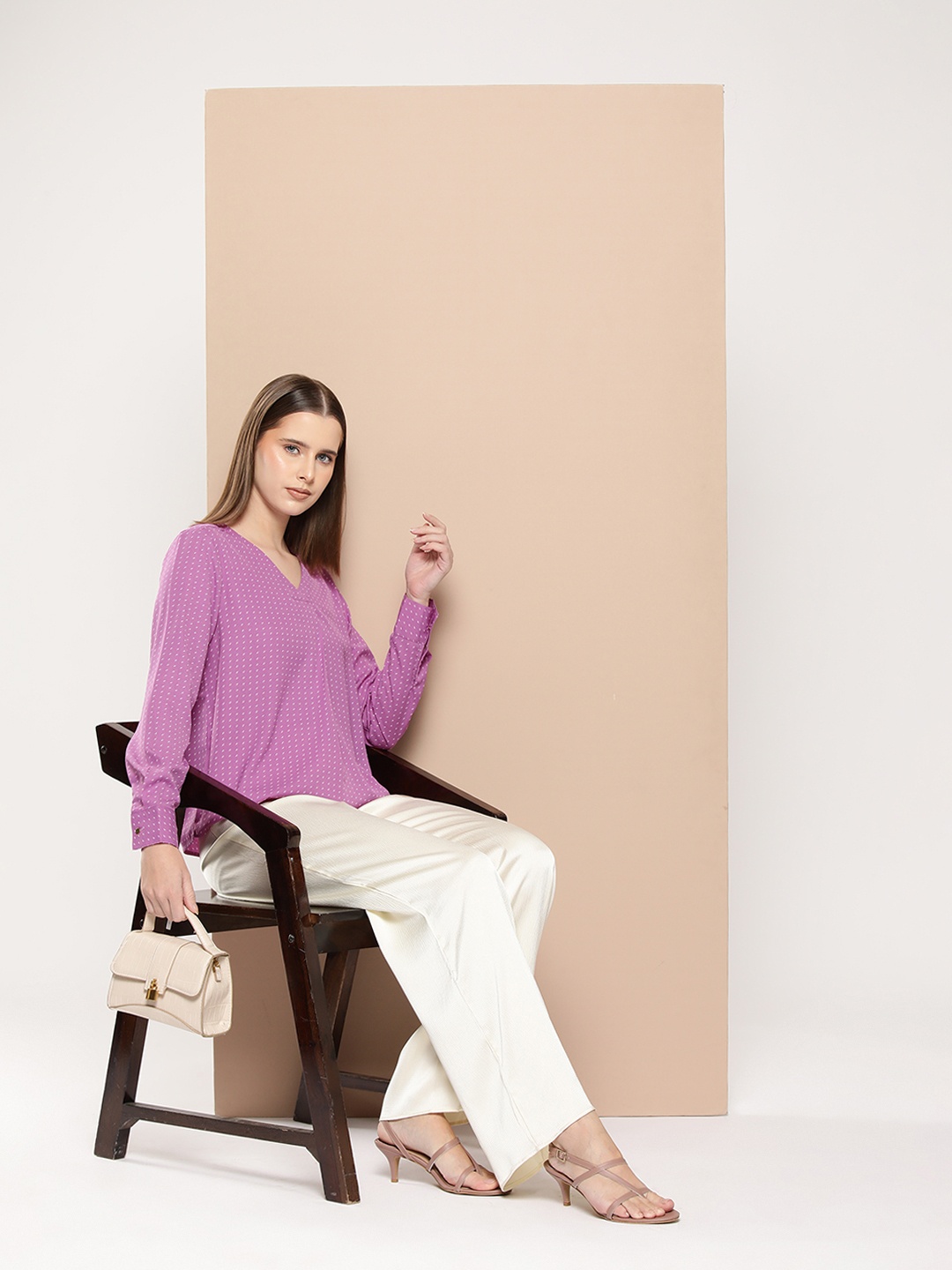 

her by invictus Geometric Printed Top, Purple