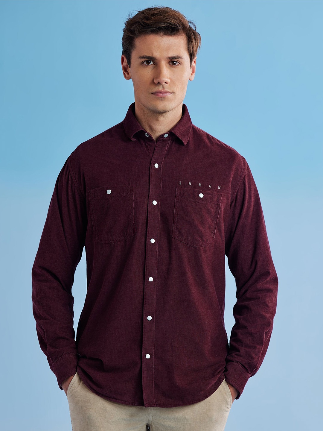 

Red Flame Men Opaque Casual Shirt, Maroon