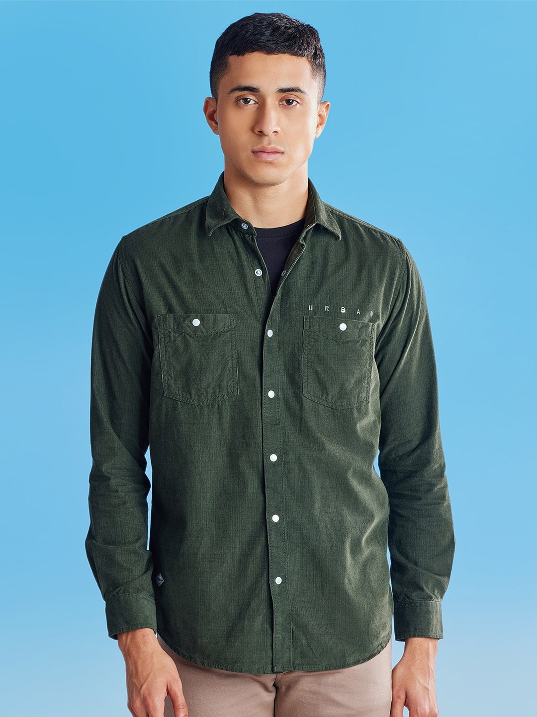 

Red Flame Men Opaque Casual Shirt, Olive