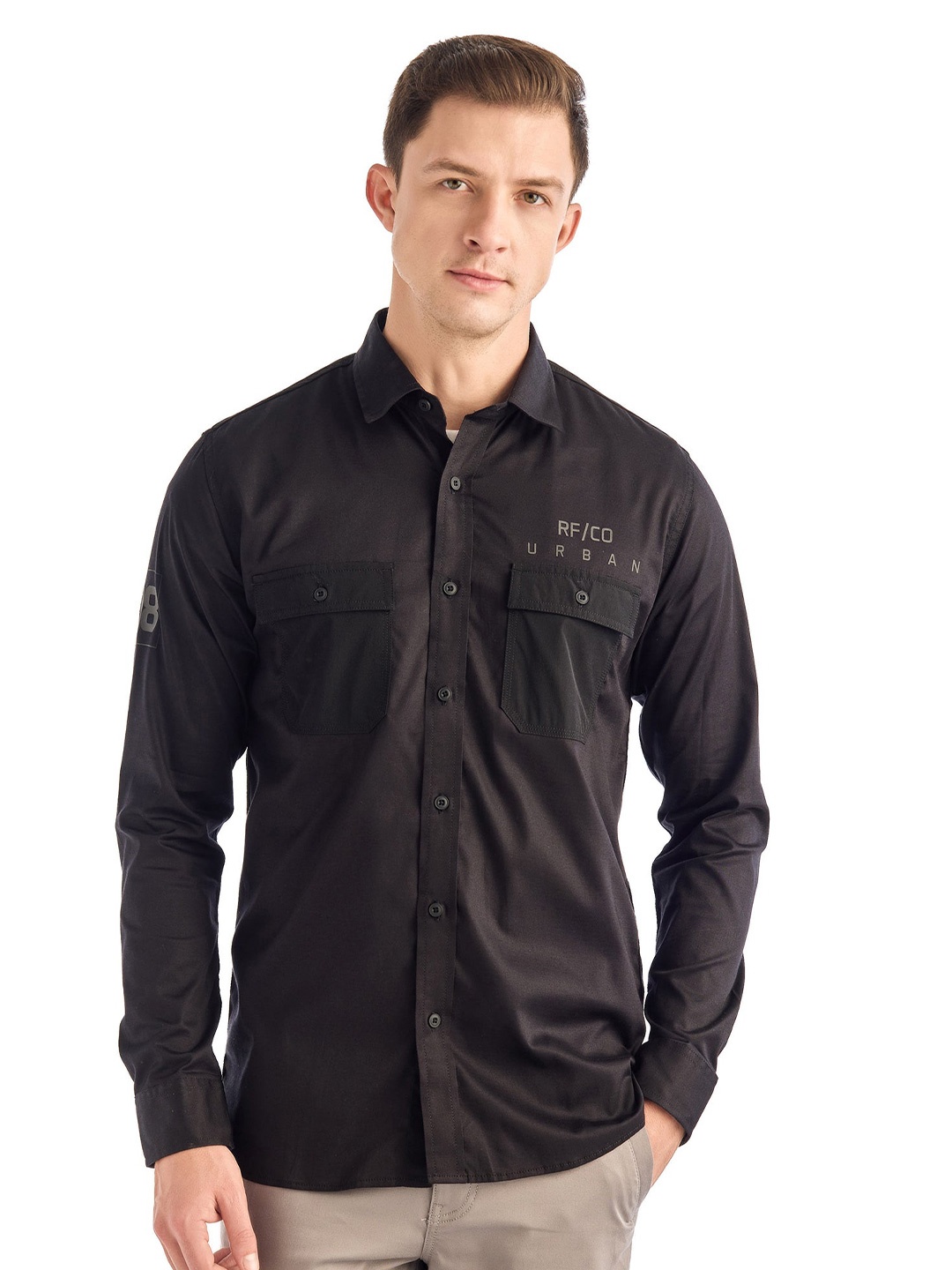 

Red Flame Men Opaque Casual Shirt, Black