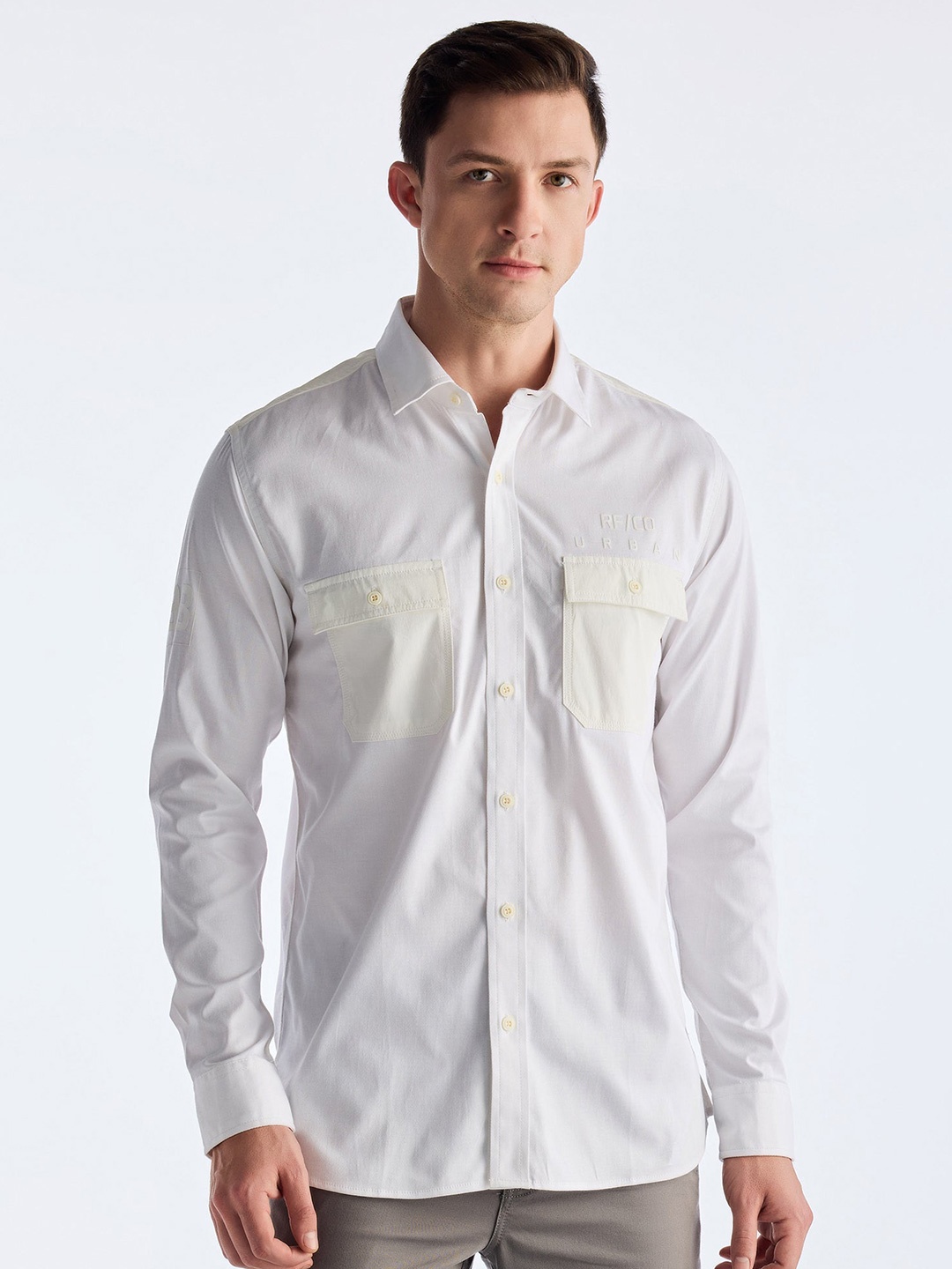 

Red Flame Men Opaque Casual Shirt, White