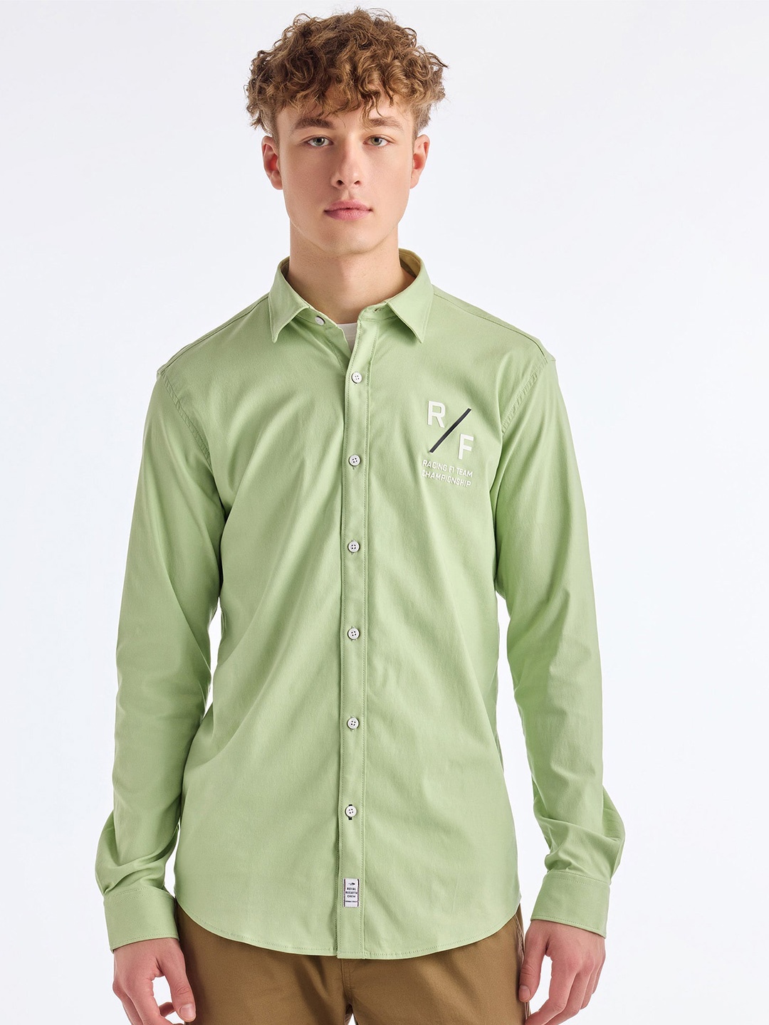 

Red Flame Men Opaque Casual Shirt, Green